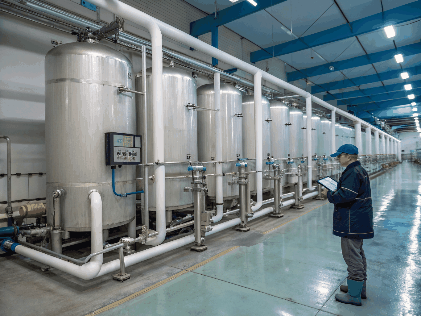 Sanayi tipi tandem reçineli su yumuşatma tankları